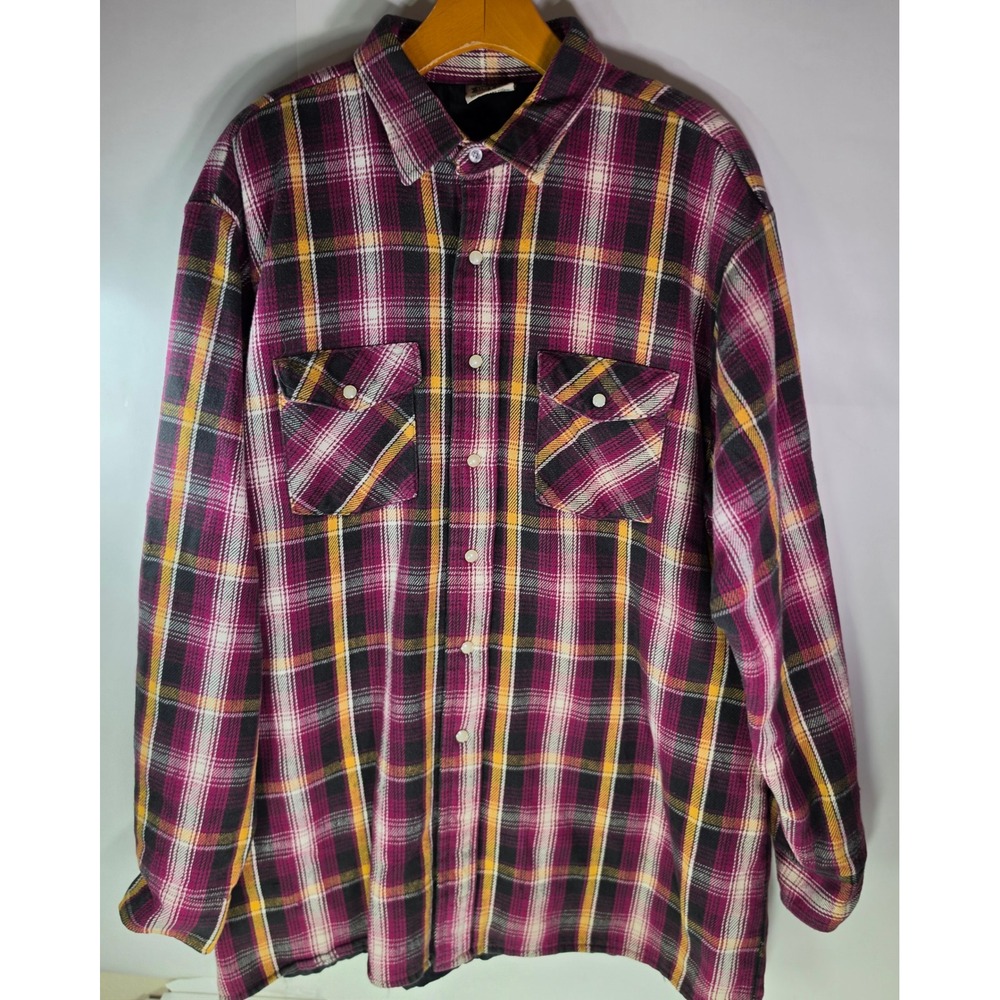 Vintage Five Brother Quilt Lined Flannel Shirt Jacket Tallman XL Plaid Shacket